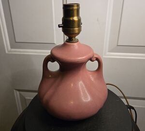 Antique Van Briggle Style Matte Pink Ceramic Table Lamp